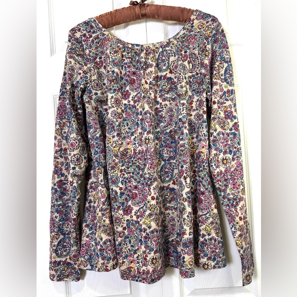 Natural Life Floral Paisley Long Sleeve Blouse Size Small Boho Cotton NWOT - Picture 2 of 8